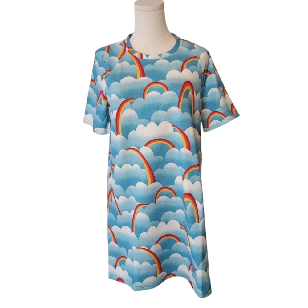 NWT Modcloth Rainbow On Cloud Nine Cotton‎ T-Shirt Mini Dress Size Medium